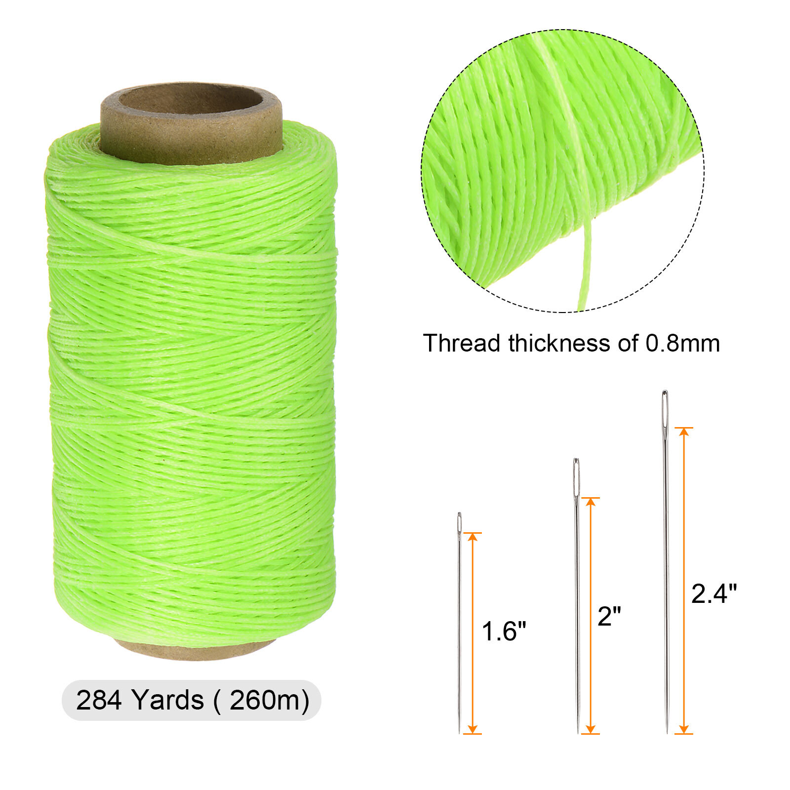 Upholstery Sewing Thread 260m Polyester with 30pcs Needles Bright Green