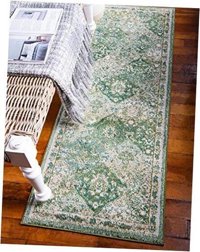 Penrose Collection Area Rug - Blake (2' 2" x 6'1" x 2'2" (Runner) Green/Beige
