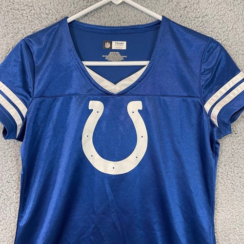 Indianapolis Colts Jersey Shirt Women’s Medium Blue NFL Short Sleeve V Neck Top - Picture 3 of 10
