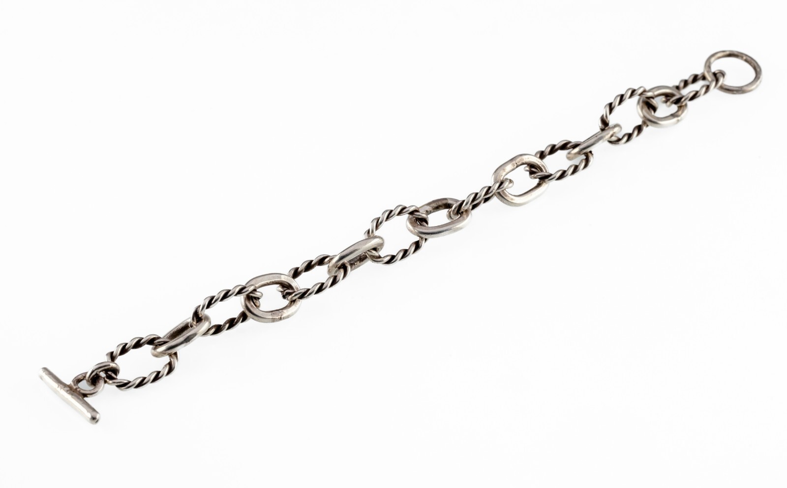 Sterling Silver Alternating Link Toggle Bracelet … - image 3