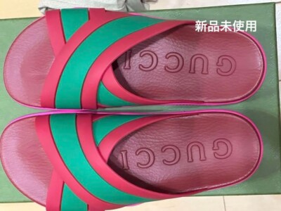 Gucci 【カジュアル&高級感 Pink Rubber☆Web Slide 】 Gucci Slide Pink Rubber (Women's) - 573922 JDR00 5846 - US
