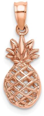 14k Roségold poliert 3D Ananas Anhänger