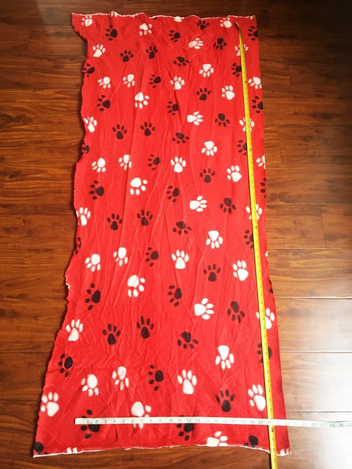 Out-Of-Print PAWS Black & White on RED Fleece Fabric 22 inches X 5 FEET - Image 3 of 3