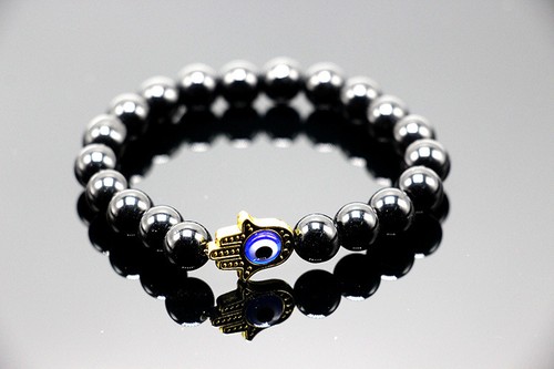 New Design Men's Beaded Protection Hamsa Bracelets Lava Rock Sea Sediment Stone - Picture 5 of 8
