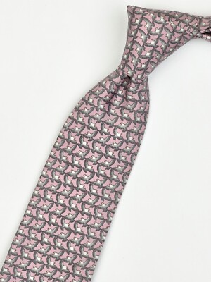 HERMES TIE 605746 HA Bird on Pink Silk Necktie | eBay