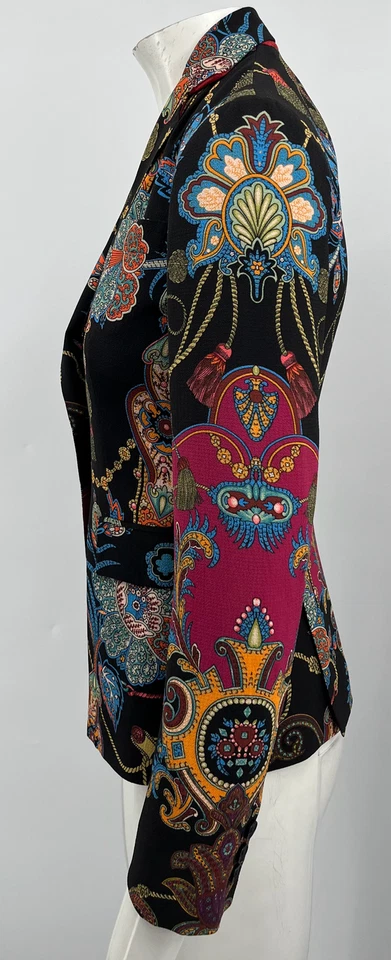 Chaqueta Blazer Etro Negra Estampado Cachemira Un Pecho Talla 38 Foto 2 de 4
