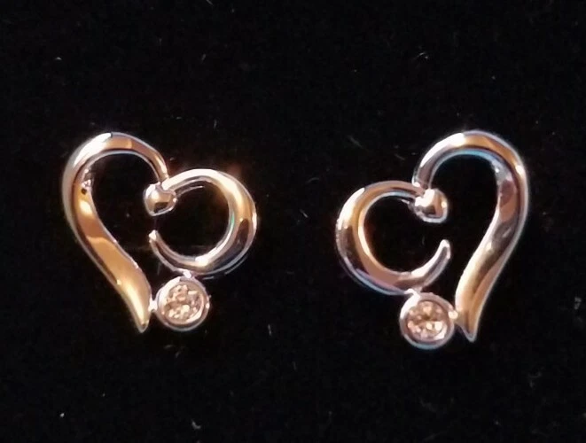 NUEVO Pendientes Italina para mujer enchapados en rodio corazón plata pasador moda Foto 2 de 3