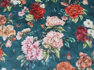 Sanderson Stoff 'SUMMER PEONY' 1,2 METER NEWBY GRÜN SAMT NATIONAL TRUST COL