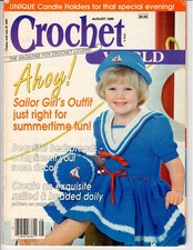 Crochet World Magazine August 1989 Sailor Girl's Outfit-Bedspreads-Home Dec