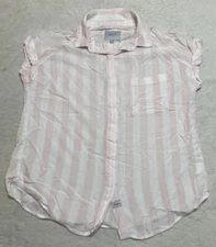 Rails Shirt Blouse Womens Medium Sleeveless Chase Pink White Stripe Button Top