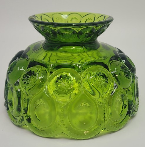 Vintage L.E. Smith Green Moon & Stars Glass Footed Candy Trinket Dish Bowl - Picture 3 of 5