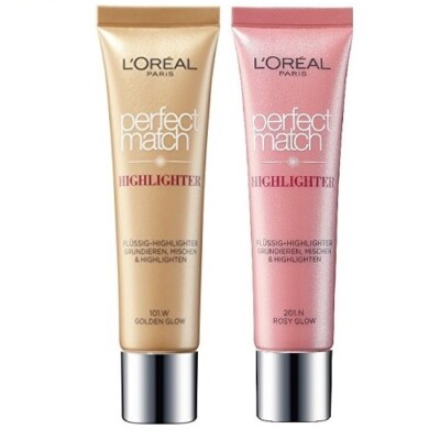 2St. L'Oreal Perfect Match Highlighter Cream - 201.N Rosy Glow 101.W Golden Glow