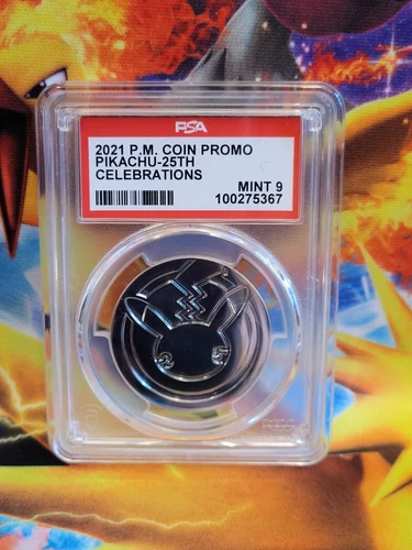 Pokemon Pikachu Celebrations 25th Metal 2021 Graded Coin PSA 9