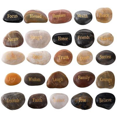 25 Pack Engraved Inspirational Stones 12 Inch Different Words Encouragement Ston