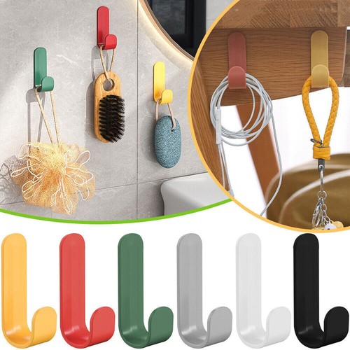 6pc Towel Hooks Door Hanger Self Adhesive Wall Mount Hat Key Hanger Holder Clips