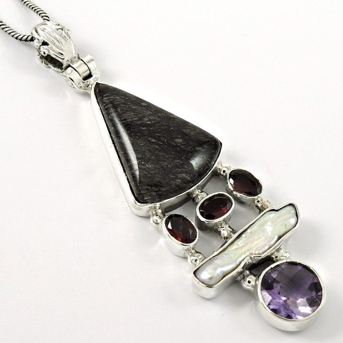 Trillion Biwa Pearl 925 Silver Engagement Ethnic Elegant Art Deco Sister Pendant - Picture 4 of 8