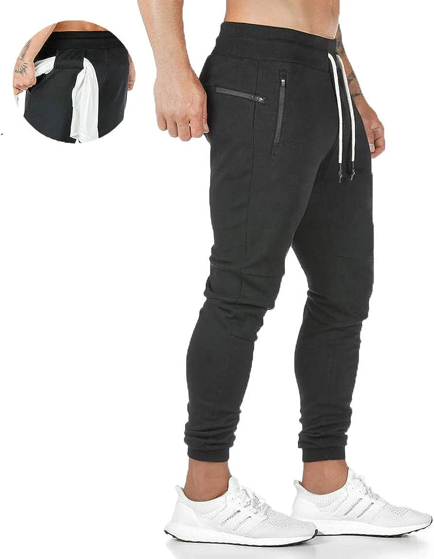 Mens black tracksuit 2025 bottoms with zip pocket