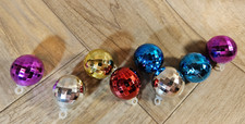 Set of 8 Hobby Lobby Colorful Plastic Disco Ball Christmas Ornaments Small/Mini