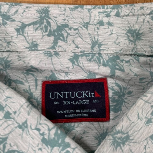 UNTUCKit Shirt Mens 2XL XXL White Green Floral Loose Lightweight Casual - Picture 4 of 8