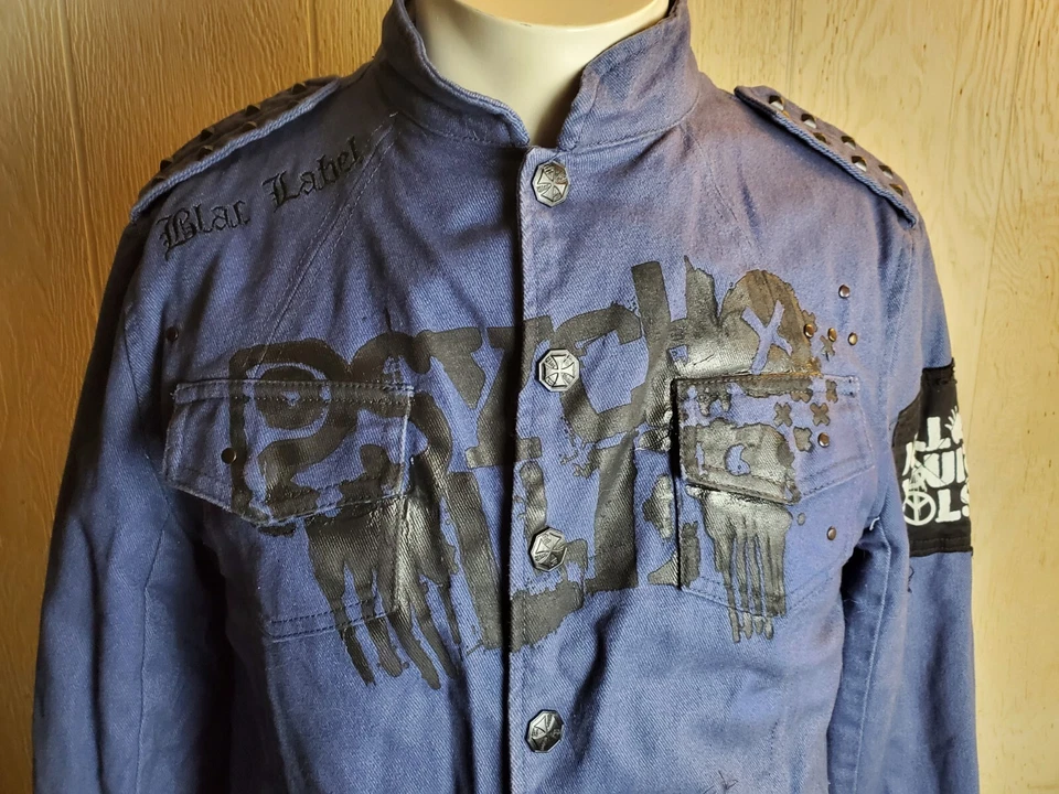 Chaqueta Blac Label Para Hombre Azul Medio Kill Your Idol Botón a Presión Denim Foto 2 de 4