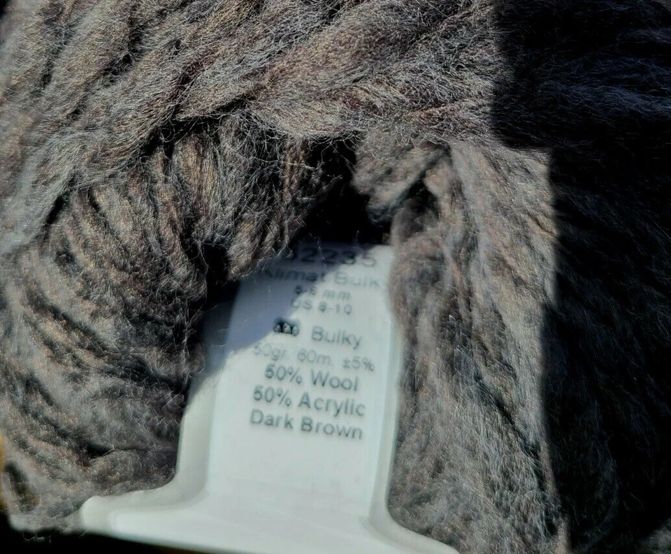 HILO 8 madejas de marrón oscuro ICE clima voluminoso 50% lana 50% acrílico 50 gr 60 m ea Foto 4 de 4