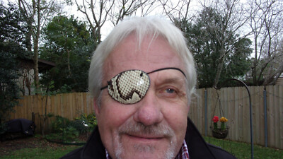 BURMESE PYTHON Leather WORLDS BEST EYE PATCH  Satin Finish, Replaceable Elastic