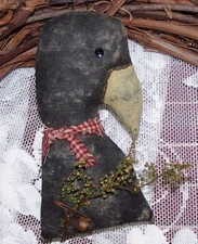 PRIMITIVE SIMPLE CROW ORNIE ~MAILED PATTERN~ORNAMENT, BOWL FILLER, TUCK ~ EASY!!