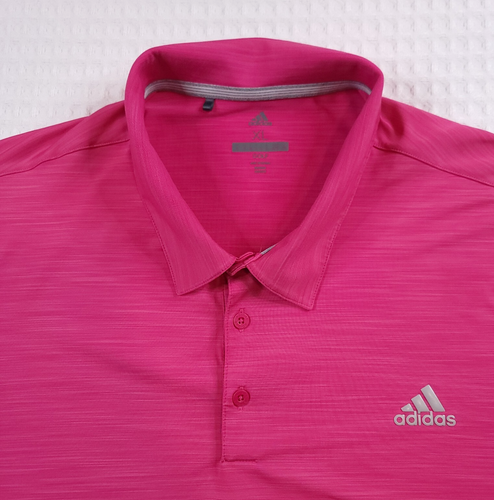 Adidas Golf Men's Short Sleeve Pink 3-Button Collar Polo Shirt Hot Pink Size XL