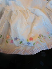 Pottery Barn Kids floral embroidered gingham trim crib skirt photo shoot smp