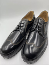 Versace Black Polished Leather Derby Oxfords Size 41 Floor Sample