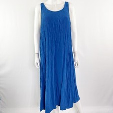 Everlane The NAIA Blue Ripple Midi Tank Dress Size M Sleeveless Crinkle