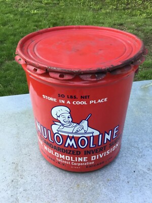 Vintage Nulomoline Invert Sugar Can-Bucket-Brite Red w/ Lid-SuCrest Corp. 1962