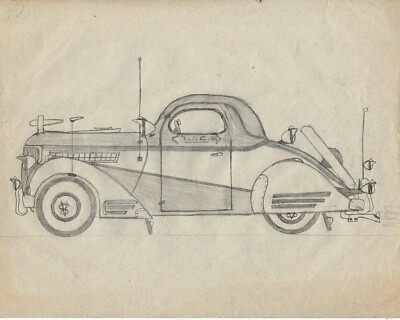 Bill's Old Cars Original Art Pencil Sketch Digital Image Only Downloadable C#23
