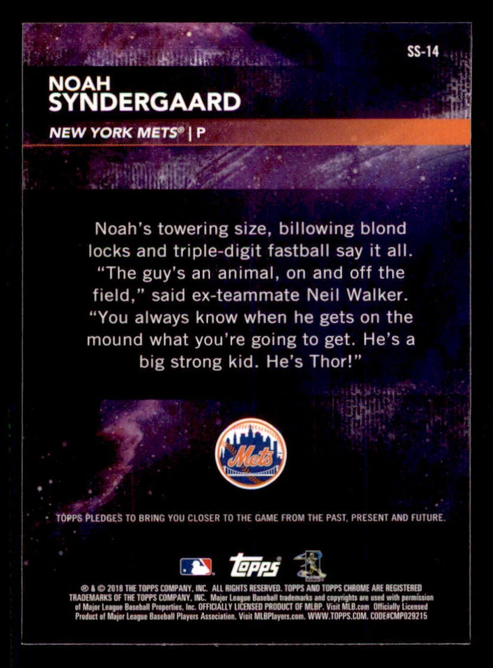 2018 Topps Chrome Superstar Sensations Refractors #SS14 Noah Syndergaard - Image 2 of 2