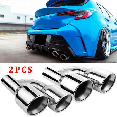 For Toyota Corolla Hatchback Pair Offset 2.5''In Quad 4''Out Dual Wall Exhaust Tip