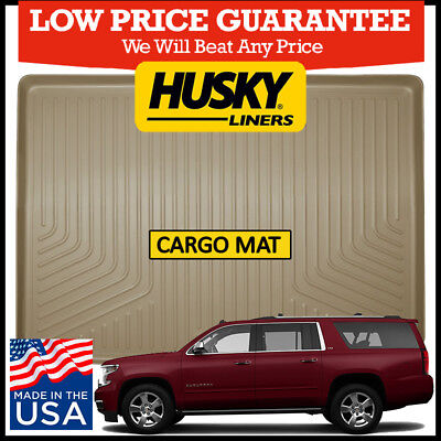 Husky Fits 2015-20 Suburban Yukon XL Weatherbeater Floor Mats & Cargo Mat TAN
