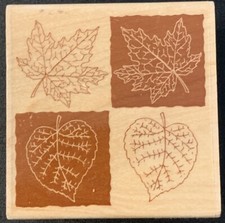 Stampabilities Fall Autumn Four 4 Leaf Block Rubber Stamp