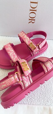 Christian Dior Women's DiorAct Lambskin leather sandals fuchsia