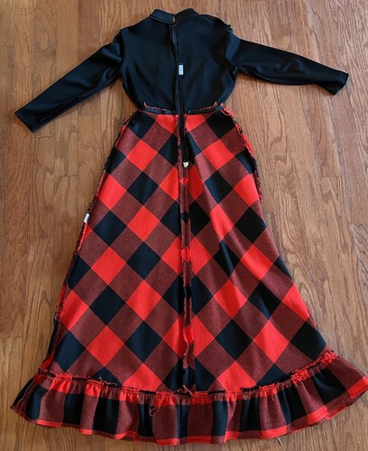 Vintage 70S Sz 7 Jr Black Turtleneck Red gingham Maxi Long Dress Grunge Cottage - Bild 13 von 14