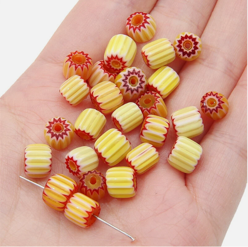 20Pcs Millefiori Pumpkin Glass Barrel Beads 8mm DIY Bracelet Earrings Crafting - Picture 12 of 18