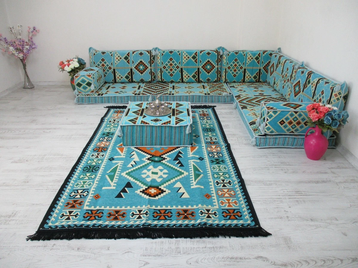 Ethnic Anatolian Floor Seating Sofa, Floor Cushions, Arabic Sofa