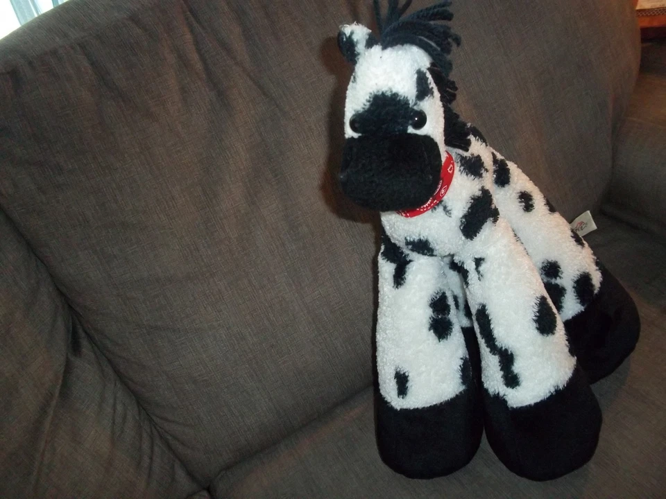 JUMBO BESTEVER CAVALO ZEBRA PRETO E BRANCO BANDANA GRANDE SACO DE FEIJÃO PATAS BRINQUEDO DE PÉ - Imagem 2 de 4