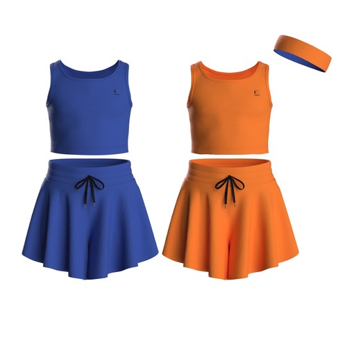Essenclo Girls Shorts Skirts w/Pockets & Tank, Dance Tennis Cheer (5 Pcs Set) - Picture 51 of 99