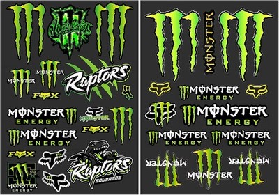 2 Stücke Monster Energy Motorrad Aufkleber Set - Geeignet für Skateboard, Auto, 