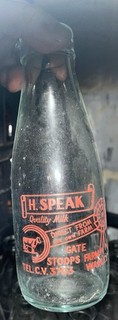 Superb Rare Speak Gate Stoops Farm Warley 1970’s Milk Bottle