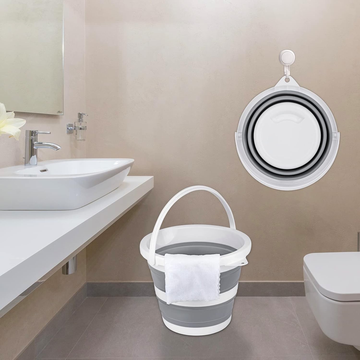 Foldable 5L Cleaning Bucket for Household, Car, Camping, Beach