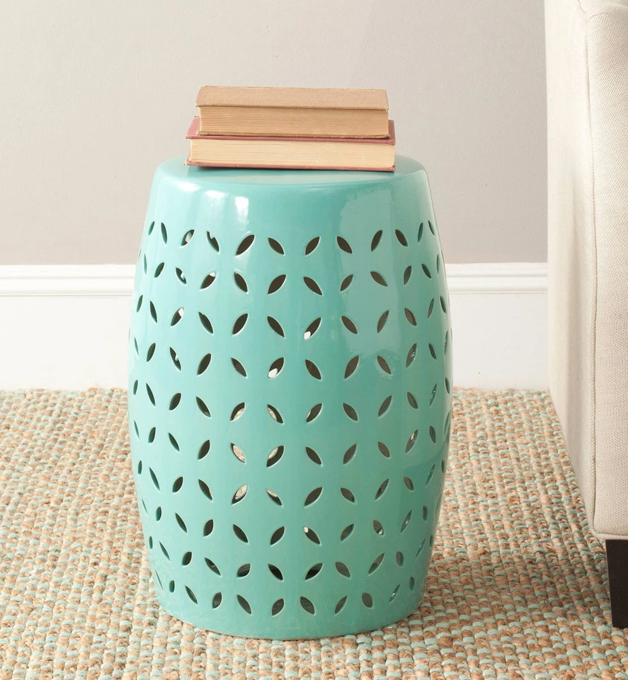 Safavieh Lattice Petal Robins Egg Blue Ceramic Garden Stool - Image 2 of 2