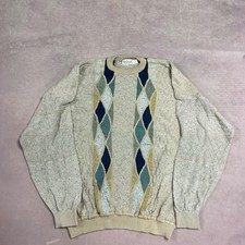 Vintage Knitted Jumper Abstract Patterned Grandad Knit Sweater Men's Xl