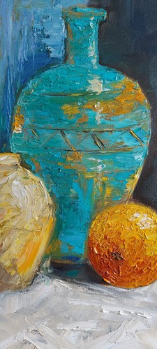 Öl Original Gemälde auf Leinwand Größe 16x12 cm Keramik Vase - Bild 8 von 10