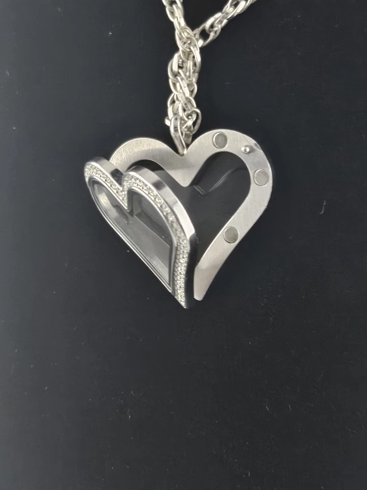 Lindo colar medalhão coração coruja origami cristais de amor beije-me seja meu - Imagem 2 de 4